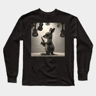 Baby Kangaroo playing a sax Long Sleeve T-Shirt